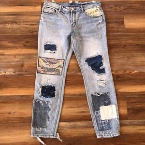 BDG Slim Boyfriend Patchwork Distressed Jeans Women's Size 31 Inch Waist